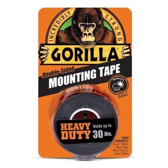 Gorilla heavy duty double-sided mounting tape, black 1 inch by 60 inches